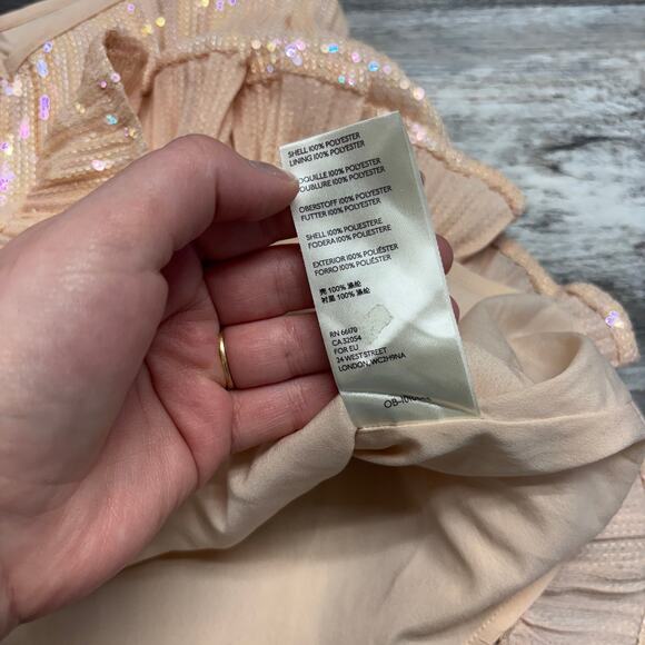 Anthropologie Amelie Pink Womens 6 M Spaghetti Strap Sequin Ruffled Hem Cami Top - Picture 5 of 8